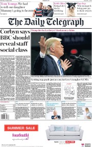The Daily Telegraph (UK) Newspaper Front Page for 23 August 2018