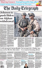 The Daily Telegraph (UK) Newspaper Front Page for 23 August 2021