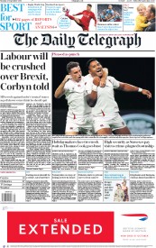 The Daily Telegraph (UK) Newspaper Front Page for 23 September 2019
