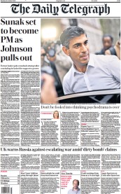 The Daily Telegraph (UK) Newspaper Front Page for 24 October 2022