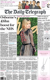 The Daily Telegraph (UK) Newspaper Front Page for 24 November 2015