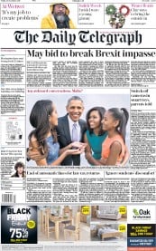 The Daily Telegraph (UK) Newspaper Front Page for 24 November 2017