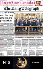 The Daily Telegraph (UK) Newspaper Front Page for 24 November 2021