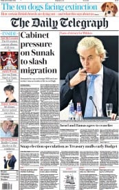 The Daily Telegraph front page for 24 November 2023