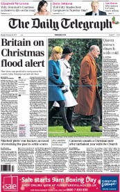 The Daily Telegraph (UK) Newspaper Front Page for 24 December 2012
