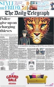 The Daily Telegraph (UK) Newspaper Front Page for 24 January 2020