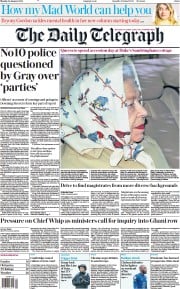 The Daily Telegraph front page for 24 January 2022