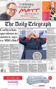 The Daily Telegraph (UK) Newspaper Front Page for 24 February 2018