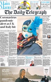 The Daily Telegraph (UK) Newspaper Front Page for 24 February 2020
