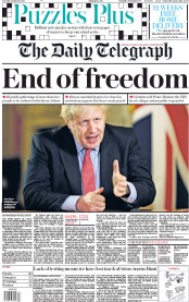 The Daily Telegraph (UK) Newspaper Front Page for 24 March 2020