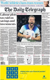 The Daily Telegraph front page for 24 March 2023