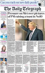 The Daily Telegraph front page for 24 May 2022