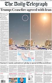The Daily Telegraph front page for 24 June 2025