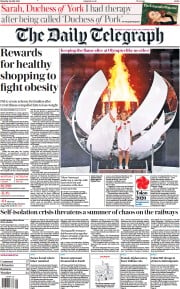 The Daily Telegraph (UK) Newspaper Front Page for 24 July 2021