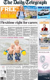 The Daily Telegraph (UK) Newspaper Front Page for 24 August 2013
