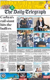 The Daily Telegraph (UK) Newspaper Front Page for 24 August 2016