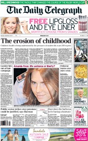 The Daily Telegraph (UK) Newspaper Front Page for 24 September 2011