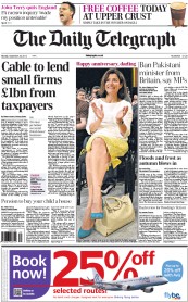 The Daily Telegraph (UK) Newspaper Front Page for 24 September 2012