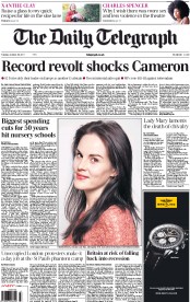 The Daily Telegraph Newspaper Front Page (UK) for 25 October 2011