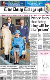 The Daily Telegraph Newspaper Front Page (UK) for 25 October 2013