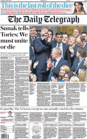 The Daily Telegraph (UK) Newspaper Front Page for 25 October 2022