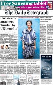 The Daily Telegraph (UK) Newspaper Front Page for 25 November 2016