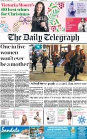 The Daily Telegraph (UK) Newspaper Front Page for 25 November 2017
