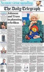 The Daily Telegraph front page for 25 November 2022