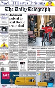 The Daily Telegraph (UK) Newspaper Front Page for 25 December 2020