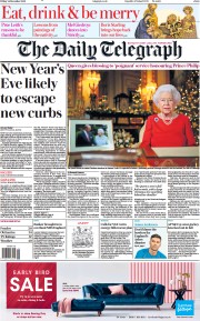 The Daily Telegraph (UK) Newspaper Front Page for 25 December 2021