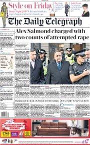 The Daily Telegraph (UK) Newspaper Front Page for 25 January 2019