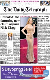 The Daily Telegraph (UK) Newspaper Front Page for 25 February 2013