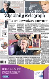 The Daily Telegraph (UK) Newspaper Front Page for 25 February 2017