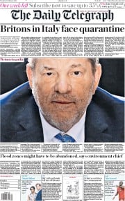 The Daily Telegraph (UK) Newspaper Front Page for 25 February 2020