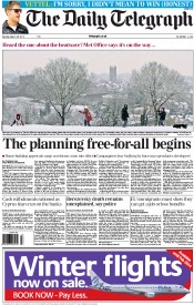 The Daily Telegraph (UK) Newspaper Front Page for 25 March 2013