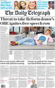 The Daily Telegraph front page for 25 March 2025