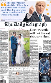 The Daily Telegraph (UK) Newspaper Front Page for 25 April 2016