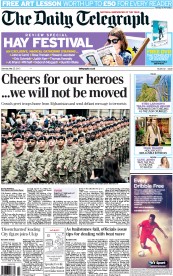 The Daily Telegraph (UK) Newspaper Front Page for 25 May 2013