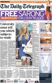 The Daily Telegraph (UK) Newspaper Front Page for 25 June 2011