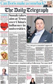 The Daily Telegraph front page for 25 July 2022