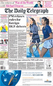 The Daily Telegraph (UK) Newspaper Front Page for 25 September 2021