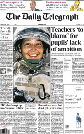 The Daily Telegraph Newspaper Front Page (UK) for 26 October 2012