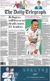 The Daily Telegraph (UK) Newspaper Front Page for 26 October 2015