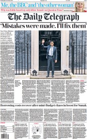 The Daily Telegraph (UK) Newspaper Front Page for 26 October 2022
