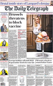 The Daily Telegraph (UK) Newspaper Front Page for 26 January 2021