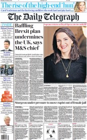 The Daily Telegraph front page for 26 January 2023