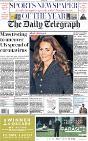 The Daily Telegraph (UK) Newspaper Front Page for 26 February 2020