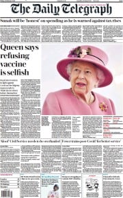 The Daily Telegraph (UK) Newspaper Front Page for 26 February 2021