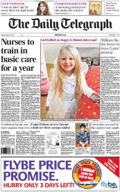 The Daily Telegraph (UK) Newspaper Front Page for 26 March 2013