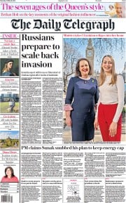 The Daily Telegraph (UK) Newspaper Front Page for 26 March 2022